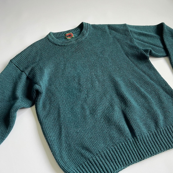 Vintage Men's Pure Wool Sweater Boston Trader’s Green Large Nordic Grandpacore - Picture 7 of 11